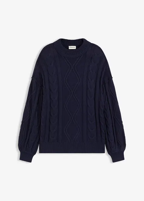 Oversized trui met kabelpatroon, bonprix