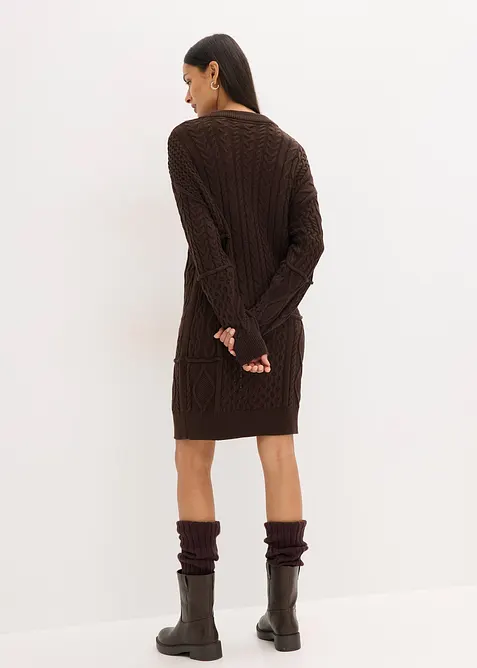 Gebreide jurk met kabelpatroon, bonprix