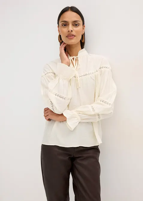 Blouse met strik van fijne viscosemix, bonprix