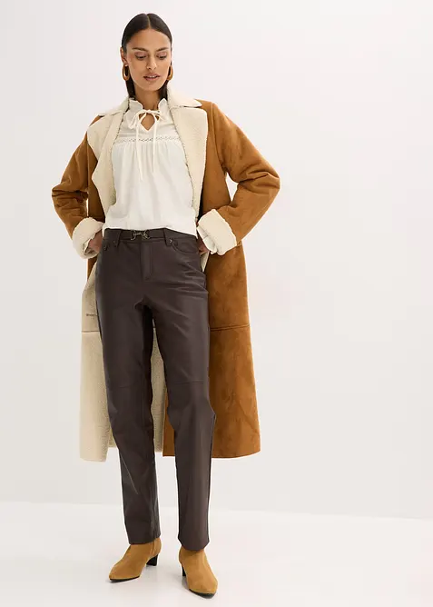 Imitatieleren broek in used look, bonprix