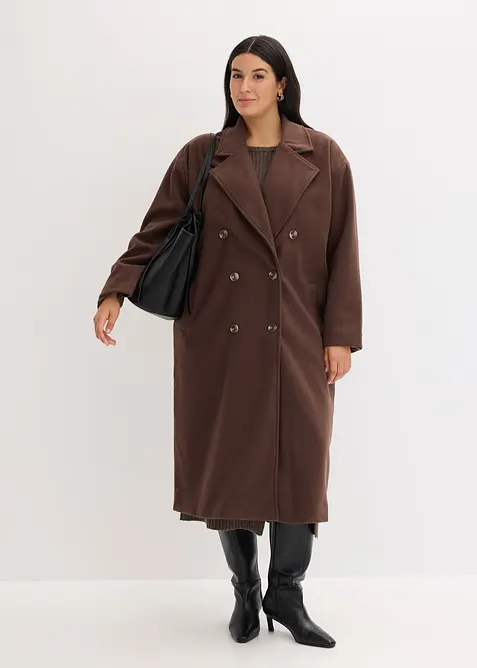 Lange oversized jas in wollen look, bonprix