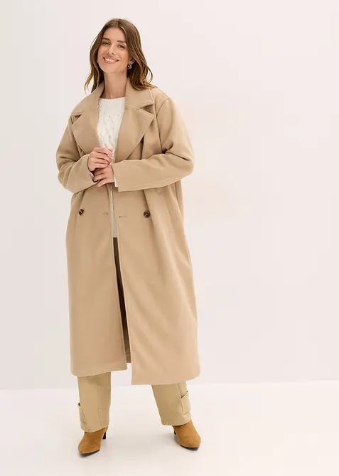 Lange oversized jas in wollen look, bonprix
