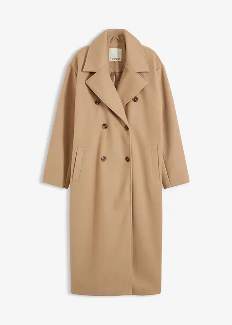 Lange oversized jas in wollen look, bonprix