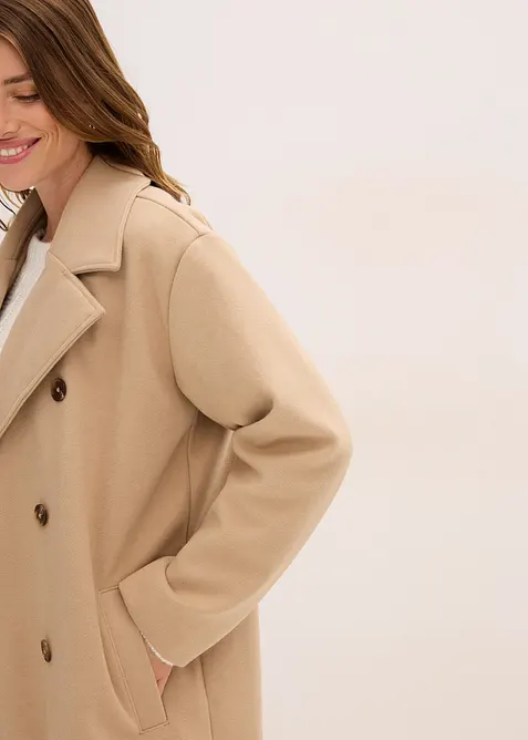 Lange oversized jas in wollen look, bonprix