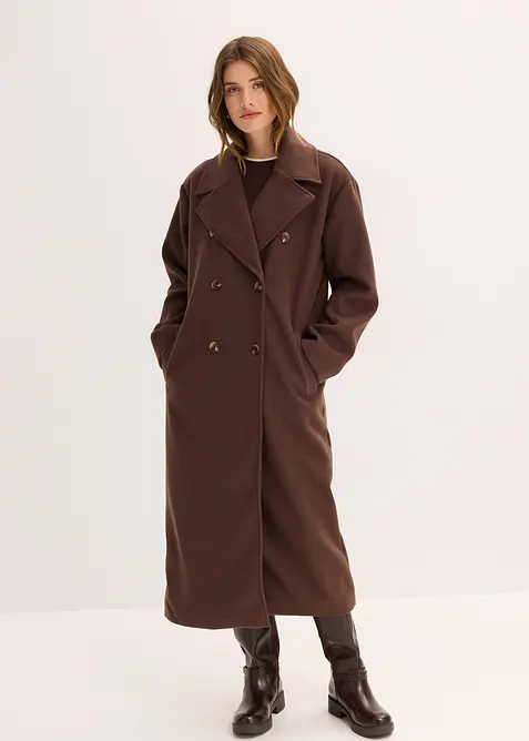 Lange oversized jas in wollen look, bonprix
