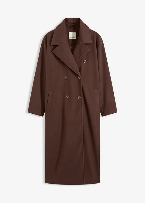 Lange oversized jas in wollen look, bonprix
