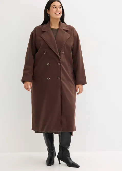 Lange oversized jas in wollen look, bonprix