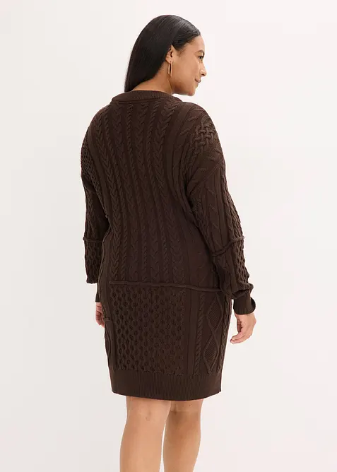 Gebreide jurk met kabelpatroon, bonprix