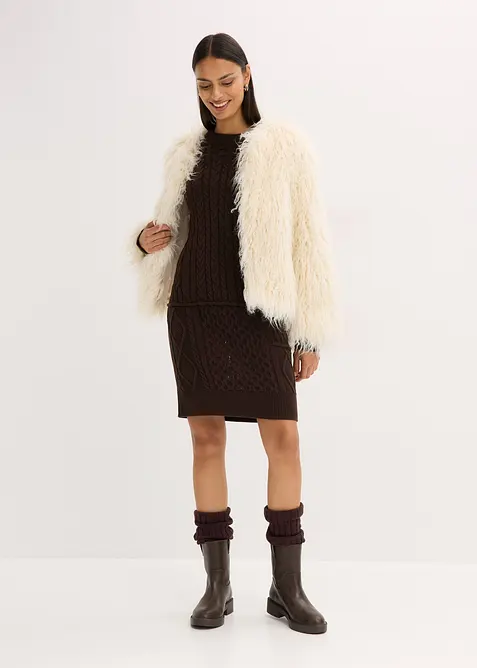 Gebreide jurk met kabelpatroon, bonprix