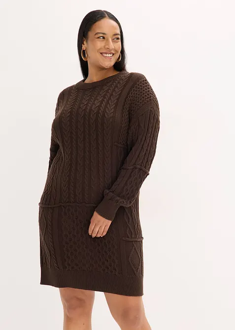 Gebreide jurk met kabelpatroon, bonprix