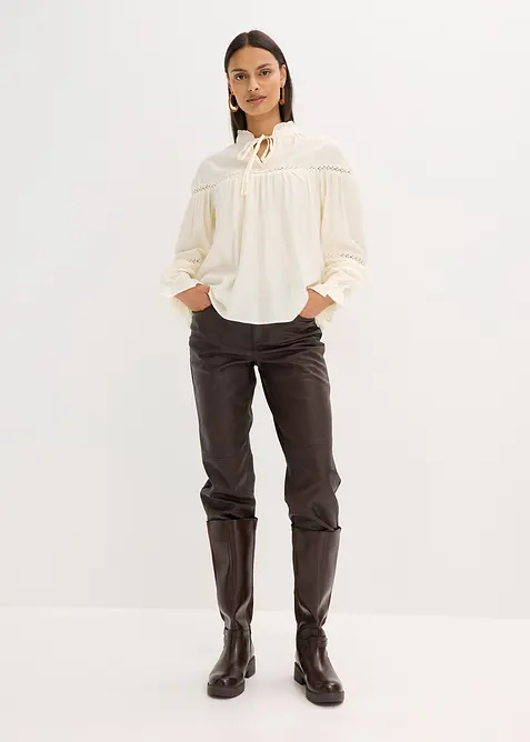 Blouse met strik van fijne viscosemix, bonprix