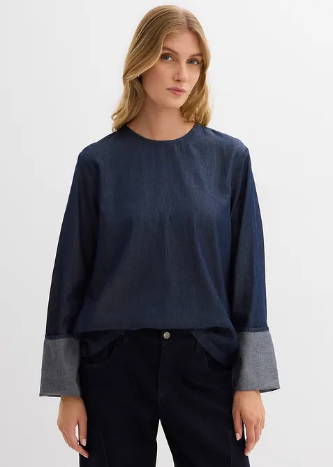 Spijkerblouse met wijde mouwen, bonprix
