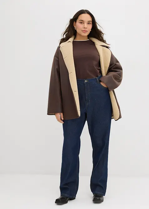 Long straight jeans van biologisch katoen, high waist, bonprix