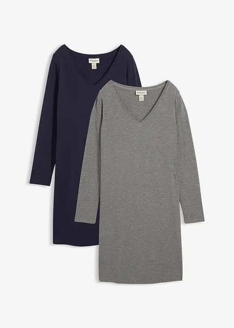 Jersey jurk van viscose (set van 2), bonprix