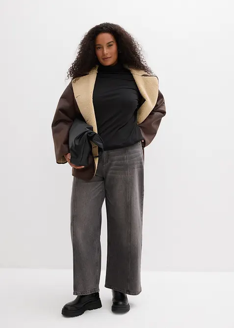 Warm thermoshirt van fleece met col, bonprix