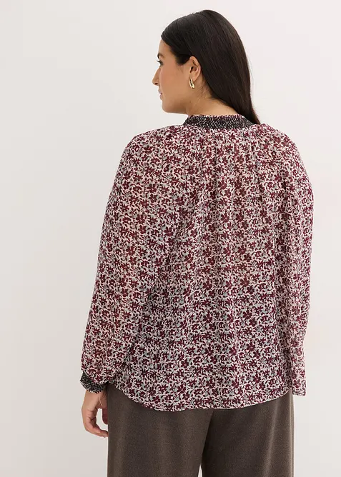Gedessineerde chiffon blouse met borduursel, bonprix
