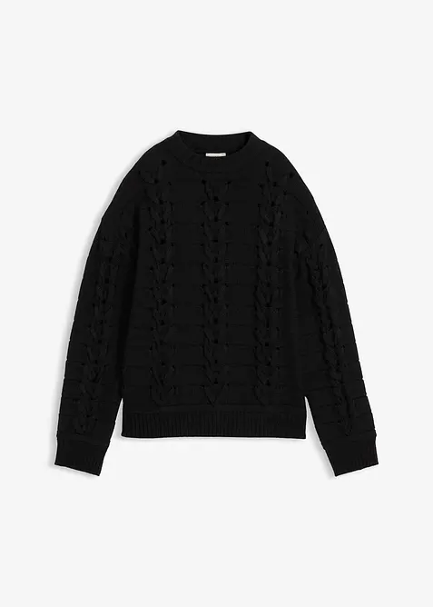 Grof gebreide trui met vlechtpatroon, bonprix