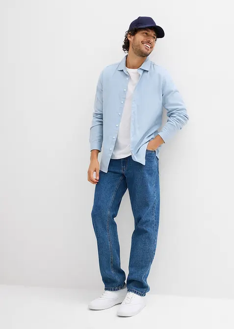 Flanellen business overhemd van puur katoen, slim fit, bonprix