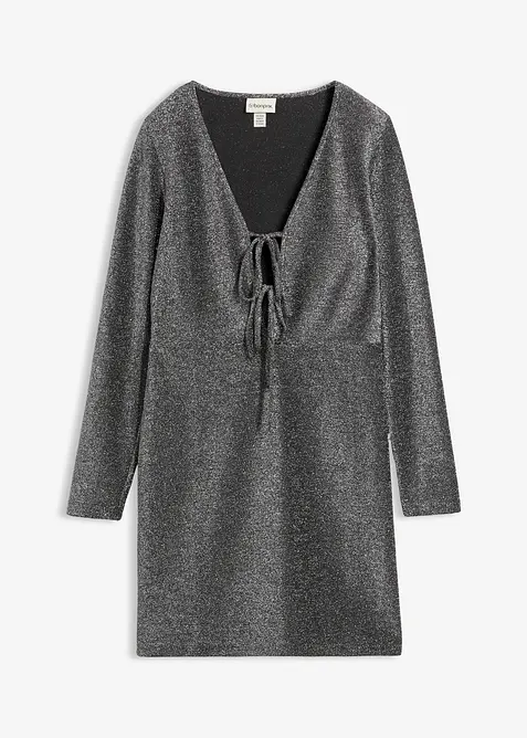 Glanzende mini jurk met een strikkoord, bonprix