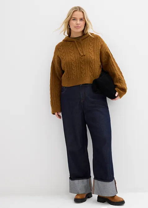 Grof gebreide trui met capuchon, bonprix