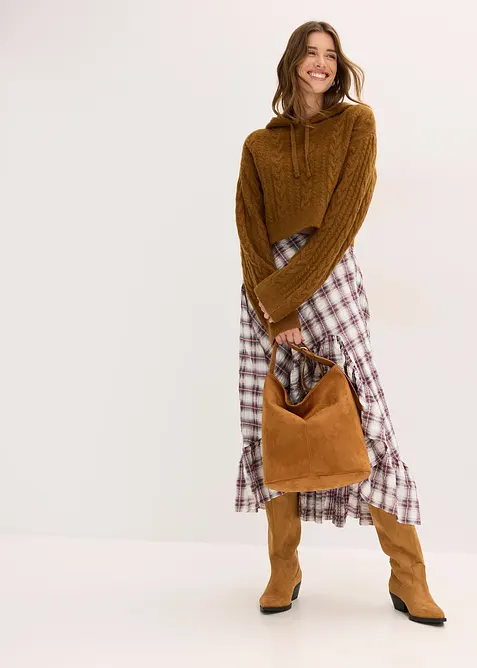 Grof gebreide trui met capuchon, bonprix