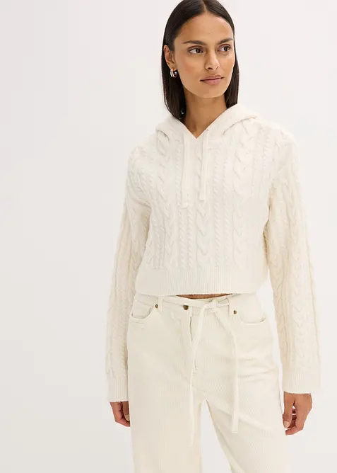 Grof gebreide trui met capuchon, bonprix