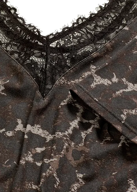 Body van modal met kant en halflange mouwen, bonprix