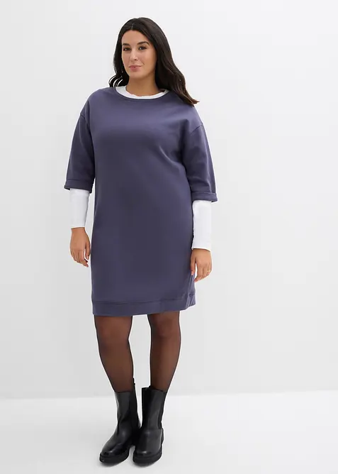 Sweatjurk, 3/4 mouwen, binnenkant zacht geruwd, bonprix