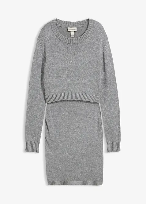 2-dlg. zwangerschapsset van een trui en rok van katoen met glansgaren, bonprix