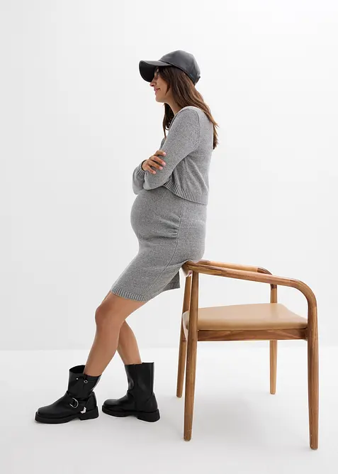 2-dlg. zwangerschapsset van een trui en rok van katoen met glansgaren, bonprix