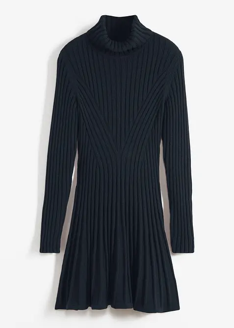 Gebreide jurk met col, bonprix