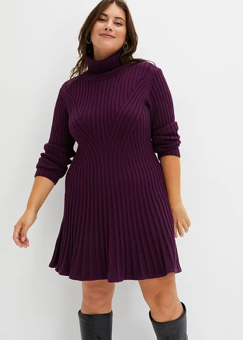 Gebreide jurk met col, bonprix