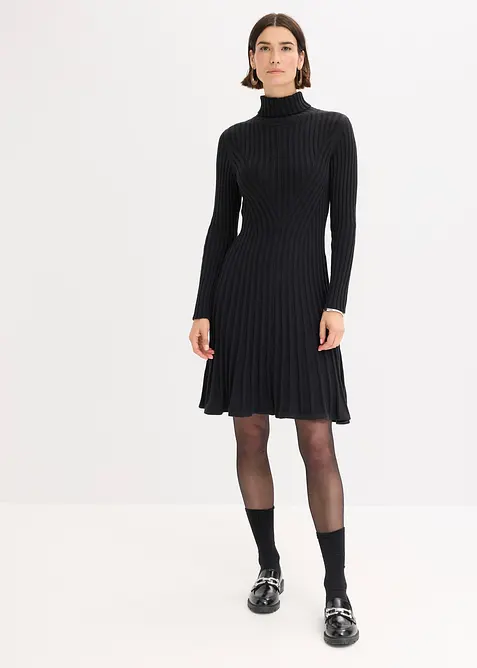 Gebreide jurk met col, bonprix