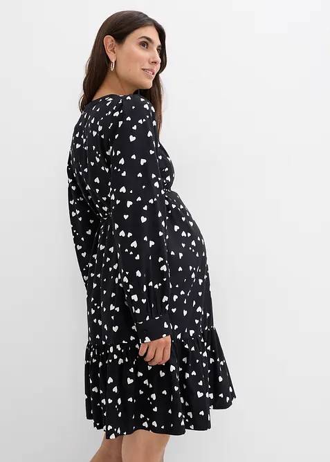Zwangerschaps- en voedingsjurk met hartjes van viscose, bonprix
