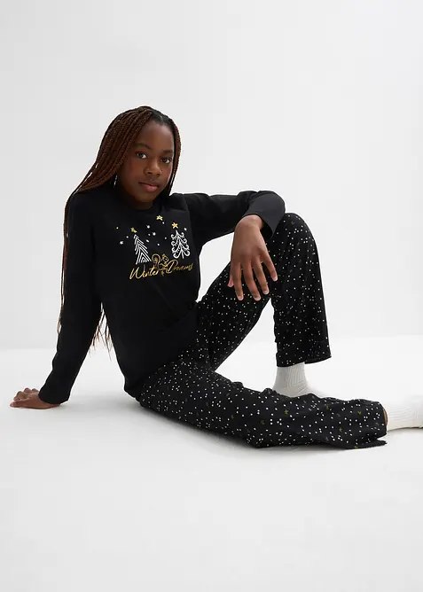 Pyjama van zacht katoen met glitterprint, bonprix