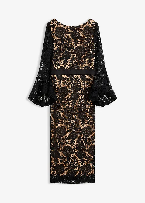 Kanten jurk met inzetstuk van satijn, bonprix