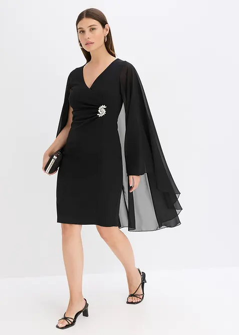 Mini jurk met cape van prachtig chiffon, bonprix