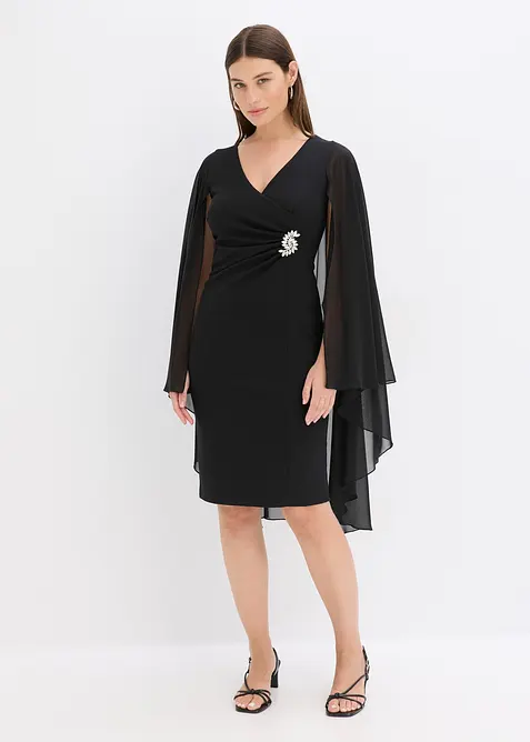 Mini jurk met cape van prachtig chiffon, bonprix