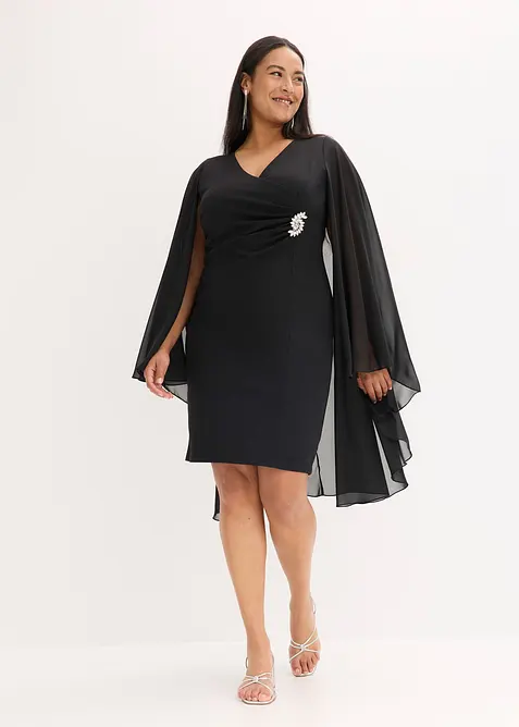 Mini jurk met cape van prachtig chiffon, bonprix