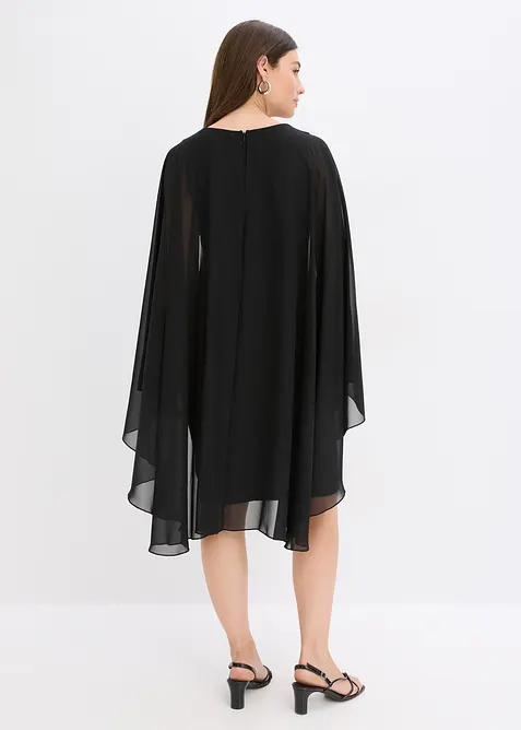 Mini jurk met cape van prachtig chiffon, bonprix