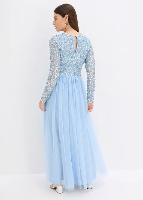 Maxi jurk met geborduurde pailletten, bonprix