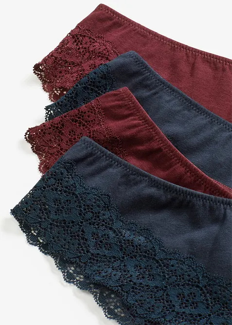 Brazilian slip met kant en biologisch katoen (set van 4), bonprix