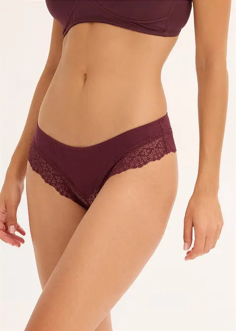 Brazilian slip met kant en biologisch katoen (set van 4), bonprix