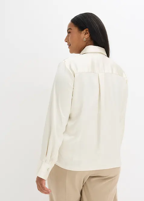 Satijnen blouse met een afneembare strik (2-dlg.), bonprix
