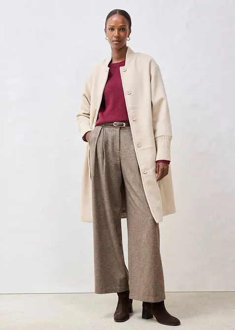 Lange winterjas met gebreide strook, bonprix