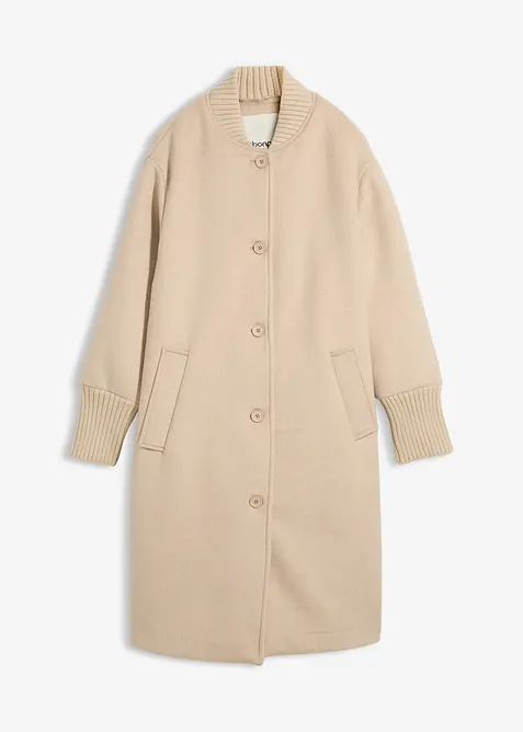 Lange winterjas met gebreide strook, bonprix