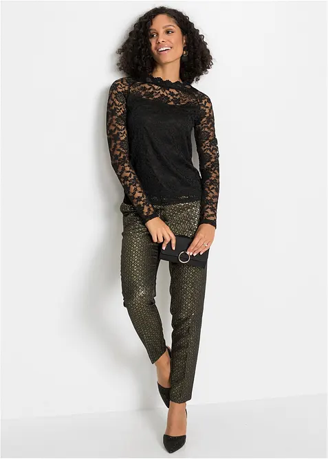 Kanten shirt met lange mouwen, bonprix