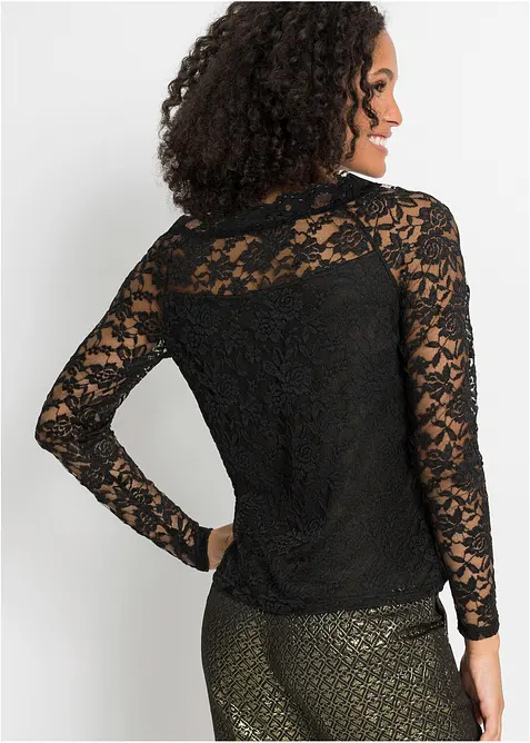 Kanten shirt met lange mouwen, bonprix