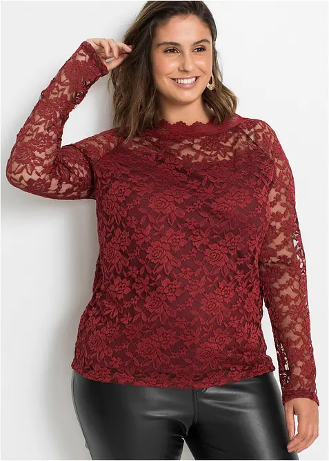 Kanten shirt met lange mouwen, bonprix