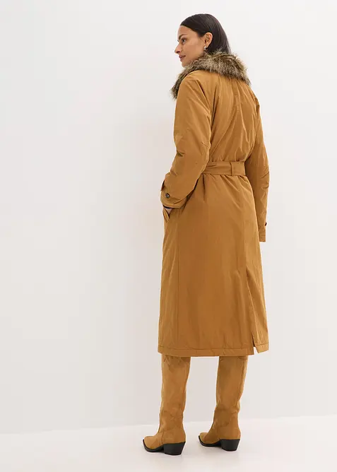 Gewatteerde trenchcoat met afneembare bontkraag, bonprix